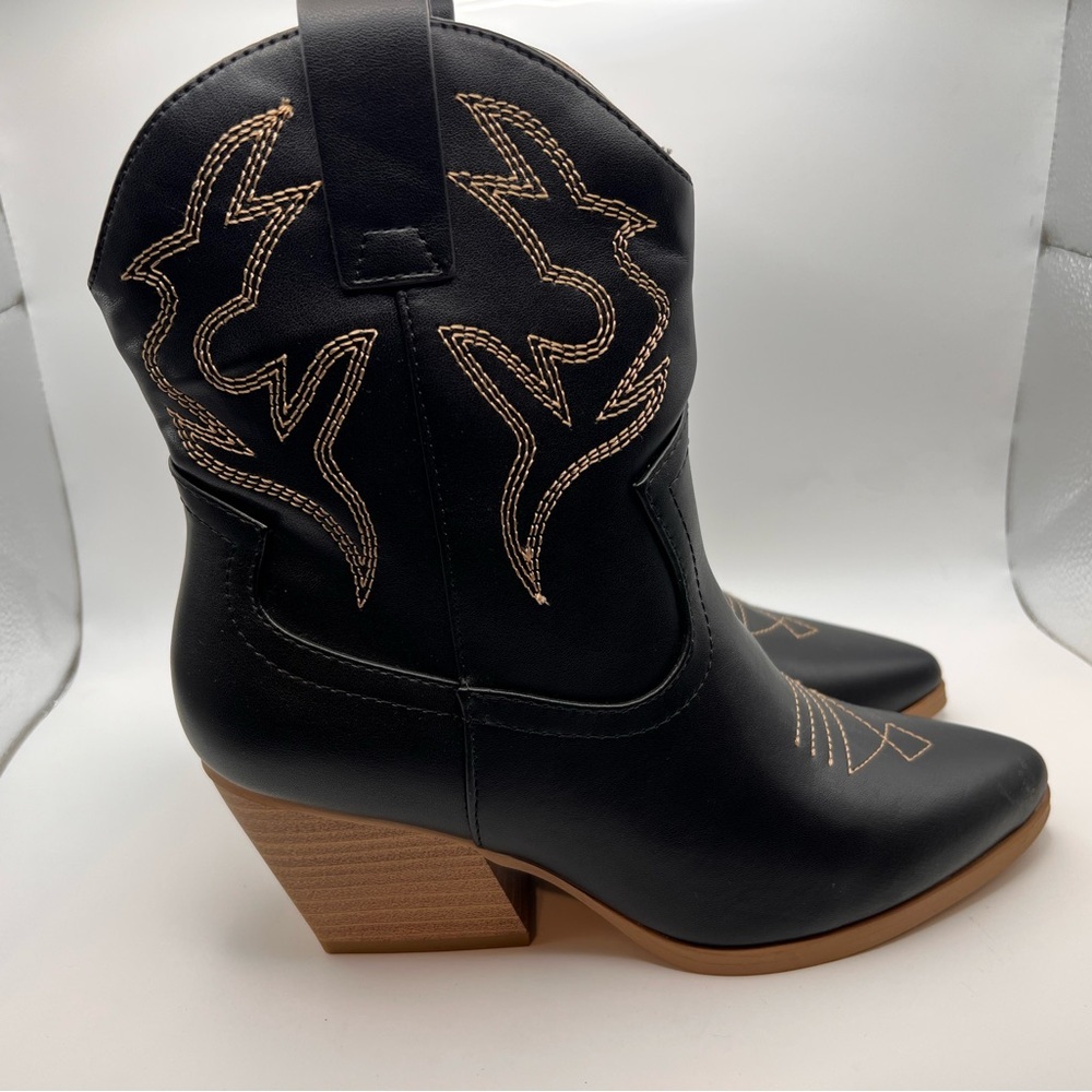 Black Western Ankle Boots - Picture 2 of 6